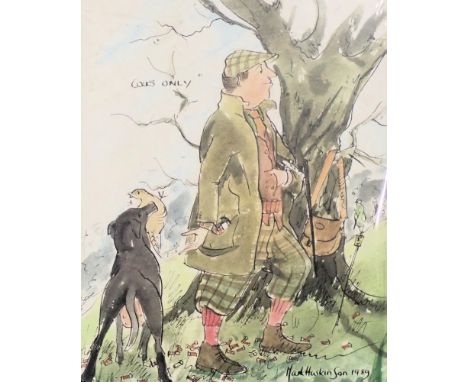 Mark Huskinson (1935-2018). 'Cocks only', artist signed coloured print, 25cm x 19.5cm.