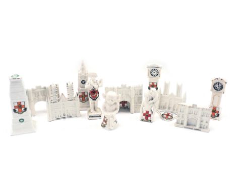 A group of W.H. Goss and other crested china, each bearing the crest for The City of Lincoln, to include Lincoln Cathedral mo