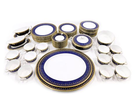 A Royal Worcester Imperial pattern part dinner and tea service, to include tureen cover, two oval meat dishes, a serving dish
