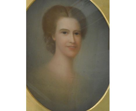 19thC School. Portrait of a lady, pastel, oval.