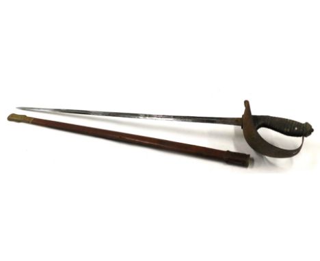 A George V dress sword, engraved Wilkinson blade, numbered 61794, engraved guard and bound shark skin handle, 110cm long.