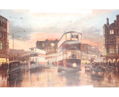 After Don Breckon. In town tonight, framed coloured print, 50cm x 75cm,