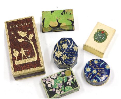 A collection of perfume bottles, each in original box, to include two Mury Le Narcisse Bleu, Guerlain, another Luce's Eau de 