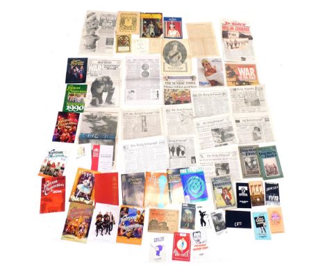 A quantity of ephemera, to include a number of theatre programmes, unframed print of Memphis Belle after Robert Taylor, anoth