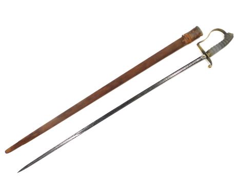 A British 1796 pattern officers sword, with scabbard (AF), 100cm L, blade 85cm L.