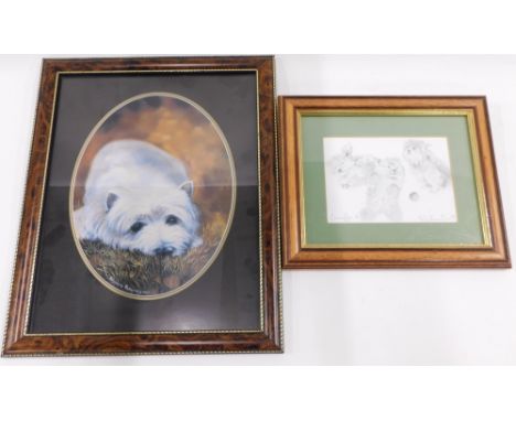 Pauline Scott (20thC). Scruffy, pencil, signed and titled, 12.5cm x 17.5cm and a print after Pollyanna Pickering. (2).