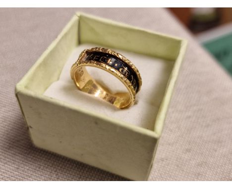 Antique 1840's William IV 15ct Mourning Ring 3.85g size O