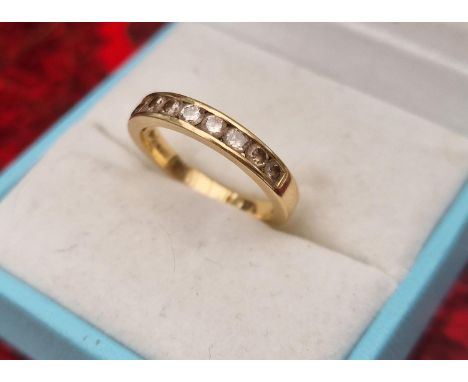 18ct Gold &amp; Diamond Half Band Eternity Ring, size L and 2.84g