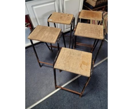 Set of Five Vintage School Lab Stools