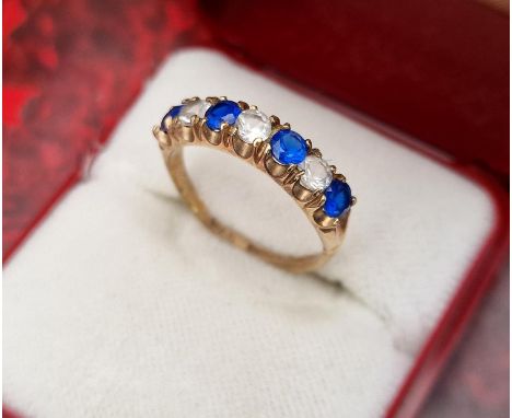 9ct Gold Spinel and Blue Paste Set Ring - size N