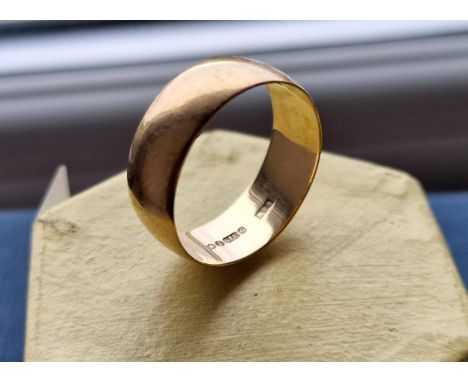 9ct Gold Gents Wedding Band Ring - 4.5g, size T