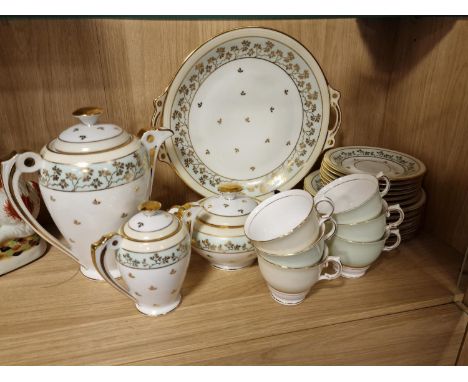 Colclough Pastel Green and Gilt Tea Service