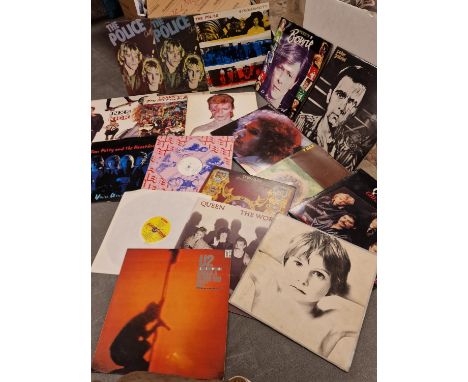 Set of 17 Rock and Folk LP Vinyl Records from 1960's-1980's inc U2, Bob Dylan, a Slade White Label Test Pressing, David Bowie