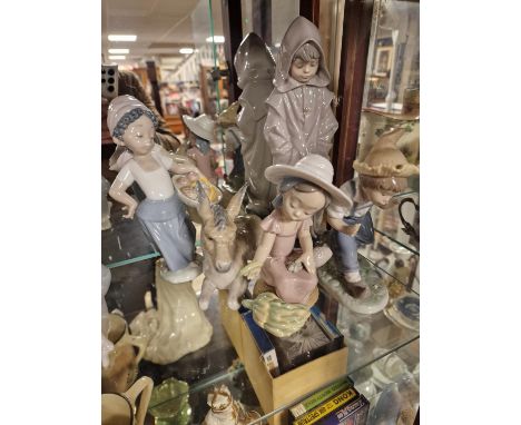 Group of Five Nao/Lladro Farming Figures inc a Child Monk