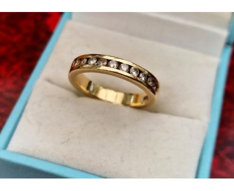 14ct Gold &amp; Multi Diamond Eternity Ring, size N and 4.92g