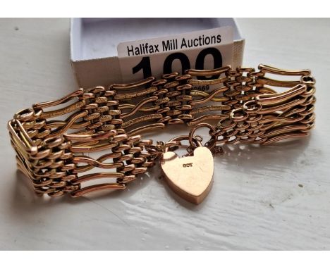 9ct Gold Vintage Padlock Bracelet - 24.5g total