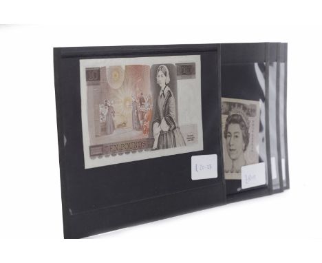 GROUP OF VARIOUS £10 TEN POUND AND £5 FIVE POUNDS NOTEScomprising BANK OF ENGLAND £10 TEN POUNDS NOTE, undated, no. B62 78911