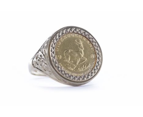 GOLD 1/10 OZ KRUGERRAND COIN DATED 1981in a nine carat gold ring, 7g gross