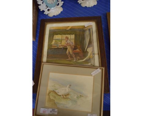 PRINT AFTER PHILIP DADD, TOGETHER WITH A FRAMED WATERCOLOUR STUDY OF PTARMIGAN, BOTH FRAMED AND GLAZED