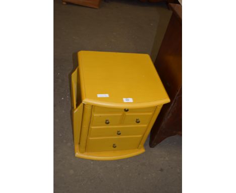 SMALL LIGHT WOOD FIVE DRAWER CABINET, 38CM WIDE