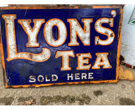 Collectables: Original Enamel sign - Lyon's Tea - sold here looks in fairly decent condition 12 x 18''