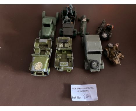 Diecast : Brittains/Dinky - nice lot of farm hands/equipment, lead soldiers &amp; Dinky army style trucks &amp; accessories -