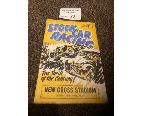 Stock Car : New Cross - London programme 16/04/1954 officially the very first ever stock meeting in the UK - prog has slight 