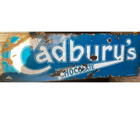 Collectables: Original Enamel sign - Cadbury's Chocolate - the usual knocks - missing enamel and rusting - superb original 5f