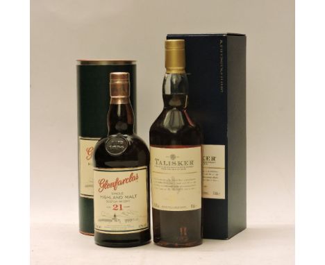 Assorted Scotch Whisky to include one bottle each: Glenfarclas, Single Highland Malt, Aged 21 Years (in tin); Talisker, Isle 