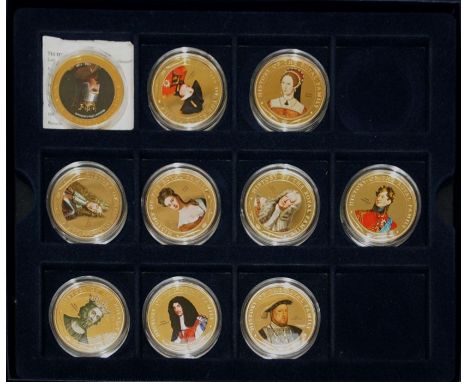 The History of The Royal Family coloured portrait coin collection, set of ten