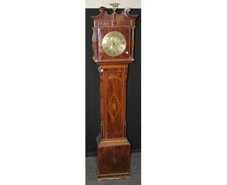 Joseph Donisthorpe, Loughborough, a late 18th century mahogany, crossbanded inlaid and strung longcase clock, the twin train 