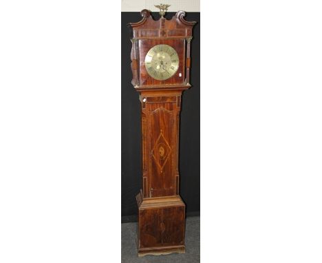 Joseph Donisthorpe, Loughborough, a late 18th century mahogany, crossbanded inlaid and strung longcase clock, the twin train 