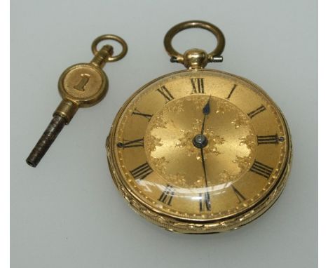Parkinson and Frodsham, London, a 19th century lady's 18ct gold key wind openface fob watch, the movement numbered 3775. Roma