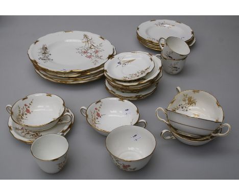 A Royal Crown Derby part table set comprising of six dinner plates, four dessert type plates and other similar, six soup/entr