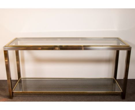 Belgo Chrom console, steel and brass with clear glassBelgo Chrom console, staal en messing met helder glas70.5 x 147.5 x 48.5