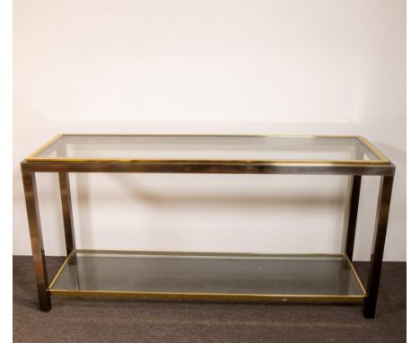 Belgo Chrom console, steel and brass with clear glassBelgo Chrom console, staal en messing met helder glas70.5 x 147.5 x 48.5