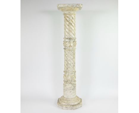 White Light Black Veined Marble Column ColumnWit licht zwart geaderde marmeren kolomzuilH 106 cm