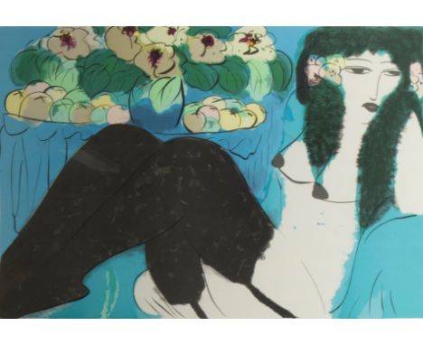 TING Walasse (1929-2010)Lithograph The Black Suspenders (1988).Signed and numbered 196/200.Lithografie The Black Suspenders (