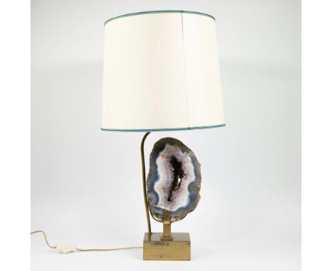 Willy Daro Brass lamp with geodeWilly Daro Messing lamp met geodeH 75 cm