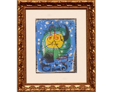 JOAN MIRO, 'Figure with Moons', original lithograph 1957, ref Mourlot 244.