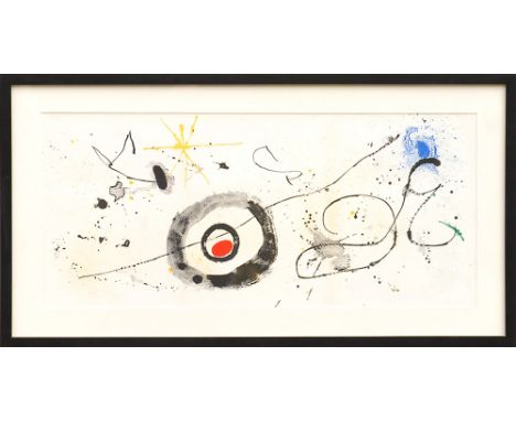 JOAN MIRO, Untitled, original lithograph, 1963, Ceramiques Orientales, printed by Maeght, 37cm x 83cm, framed and glazed.
