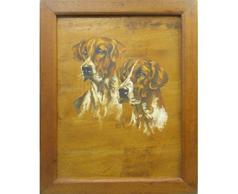 R. ROUSSEL, a set of four oils on panel, depicting different dog races, signed, 38cm x 30cm each, framed. (4)