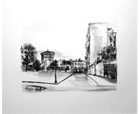 MAURICE UTRILLO (1885-1955), 'Rue de l'abreuvoir a Montmartre', lithograph on velin rives paper, 23cm x 28cm, signed in the p