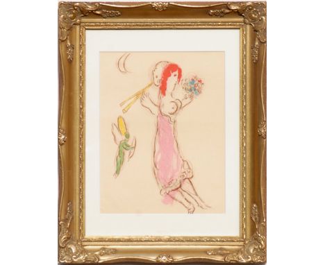 MARC CHAGALL, 'Daphnis and Chloe', original lithograph, 1960, edition: 3000, printed by Mourlot, 31cm x 24cm, framed and glaz