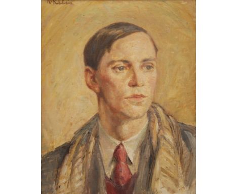 ENGLISH SCHOOL (CIRCA 1930) - Portrait of a young man wearing jacket and scarf, long bust length, oil on canvas, signed indis