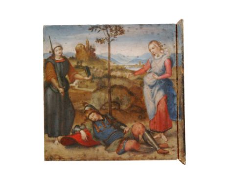 GEORGE DUNLOP LESLIE, RA (1835-1921) after Raphael - 'An allegory Vision of a Knight', oil on panel, signed, inscribed and da