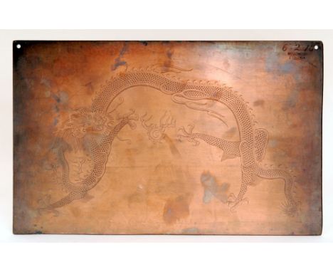 In the manner of Daisy Makeig-Jones for Wedgwood - A 1920s copper lithograph printing plate engraved with a Celestial Dragon 