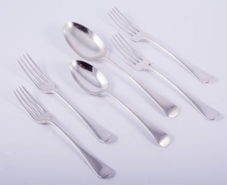 A part canteen of Old English pattern silver cutlery, by Cooper Bros & Sons Ltd, Sheffield 1928-9, comprising a pair of table