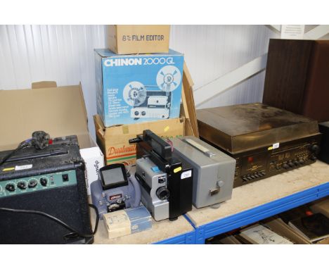 A Chinon cine-projector; a Duomatic projector; film editor etc.