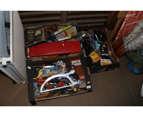 Three boxes of miscellaneous tools and accessories 